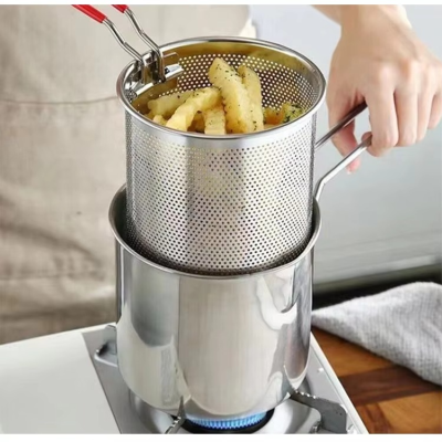 Stainless Steel Deep Frying Pot with Strainer
