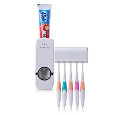 Toothpaste Dispenser with Toothbrush Holder