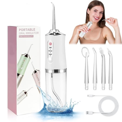 Portable Oral Irrigator - Dental Water Flosser Replacement Tips, Standard & Orthodontic Nozzles USB Rechargeable